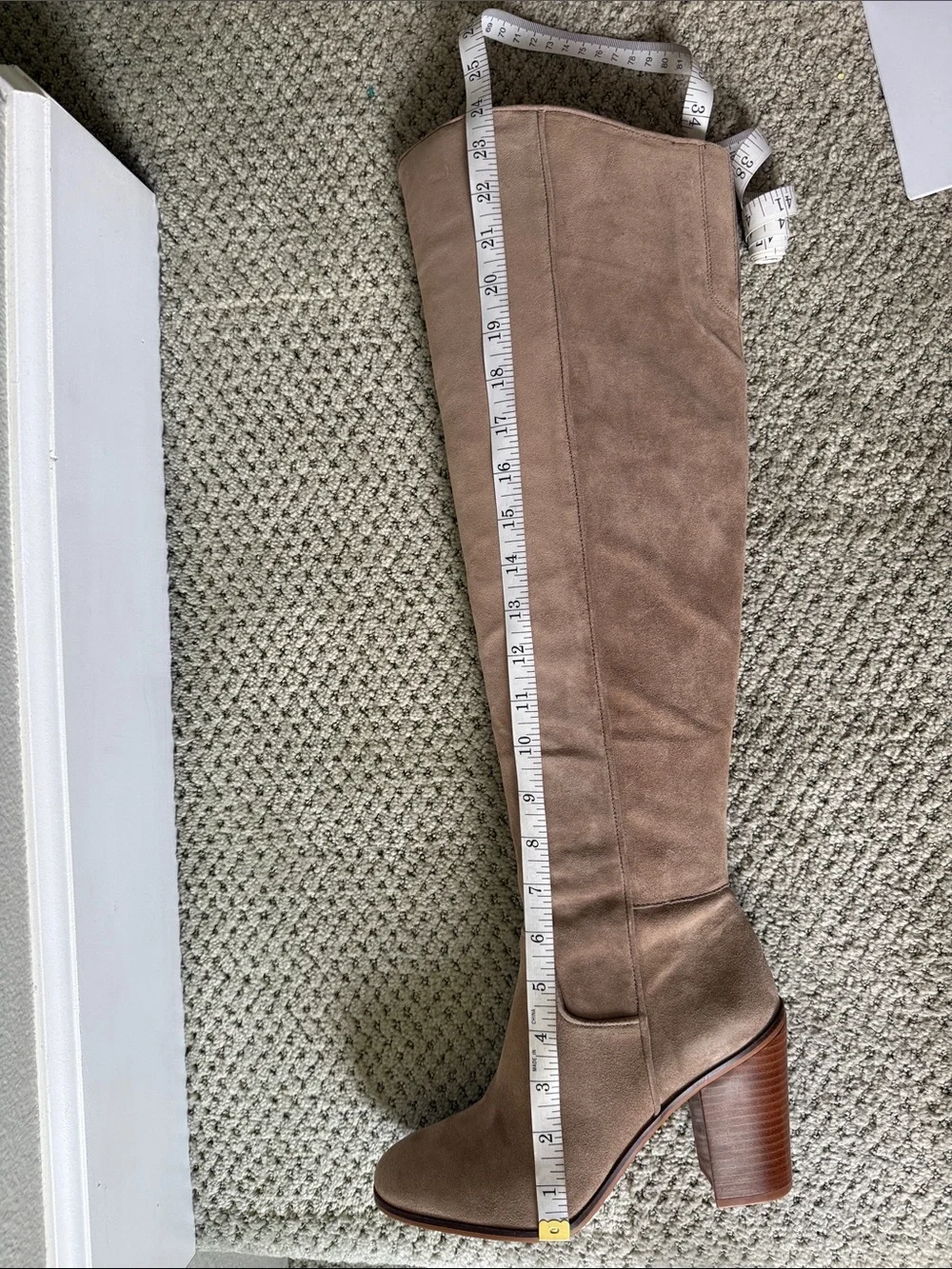 Franco Sarto Over-the-Knee Suede Boots in Beige-Tan